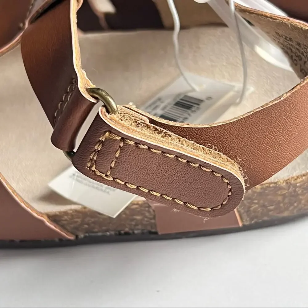 Old Navy Unisex Faux Leather Cognac Strappy Fisherman Style Sandals   Sz 8